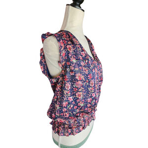 Vintage Y2K Eclair Shimmer Floral Print Elastic Waist Sleeveless Top Women's XS